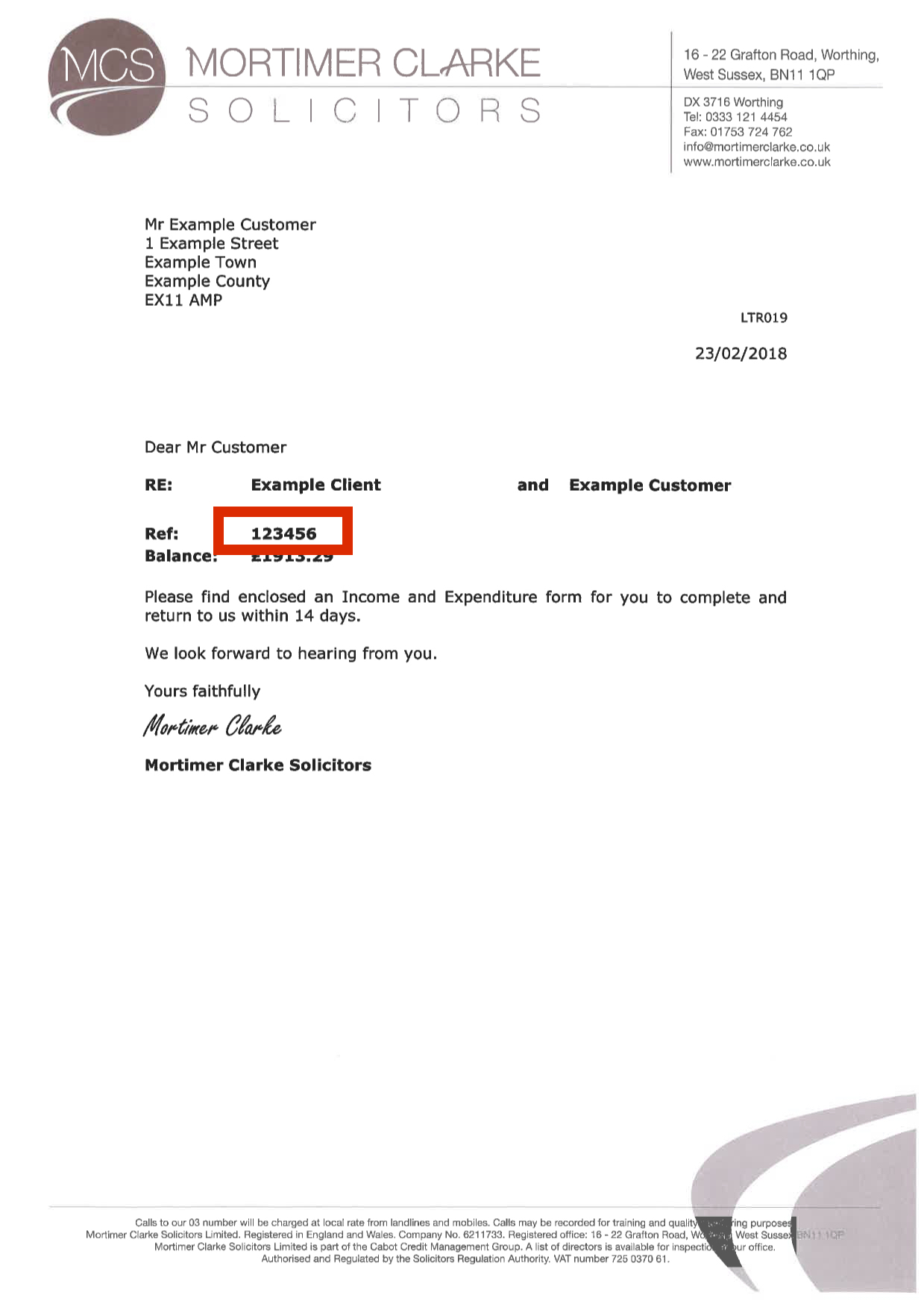 example of application letter with reference number